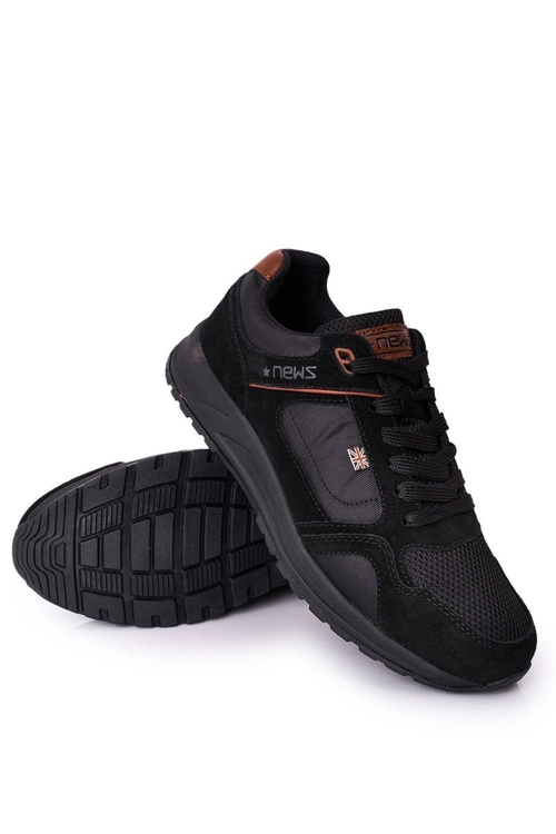 Męskie Sportowe Buty Sneakersy Czarne Fabian