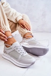 Damskie Klasyczne Buty Sportowe Na Koturnie Szare Advanced