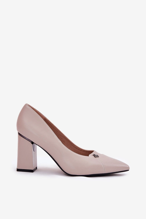 Czółenka Na Słupku Eleganckie Vinceza 62224 Szare