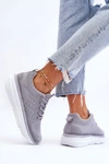 Damskie Sznurowane Buty Sportowe Szare Lavarone