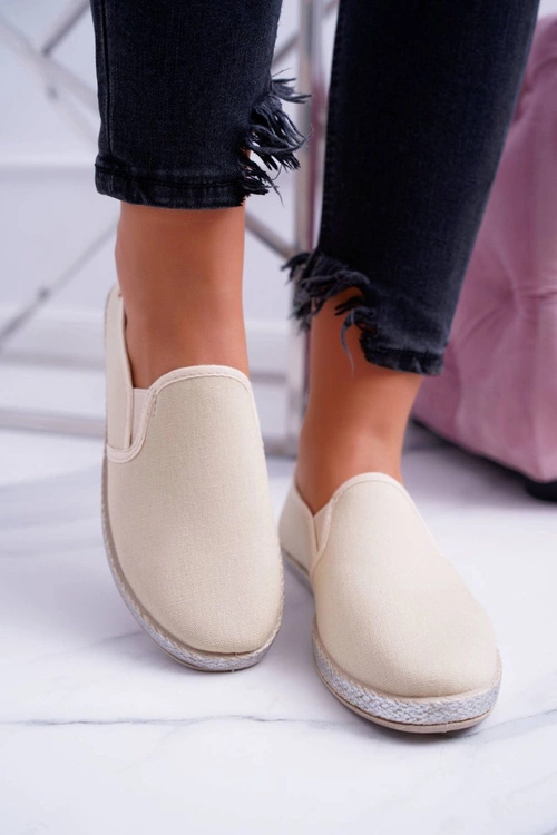 Materiałowe Damskie Tenisówki Espadryle Beż Terri