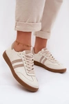 Zazoo N1068 Skórzane Niskie Sneakersy Damskie Beżowe