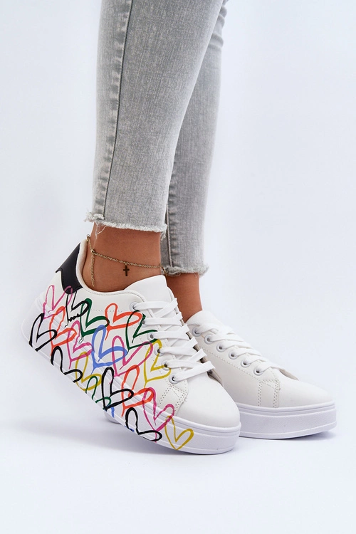 Damskie Sneakersy Z Sercami Białe Claral