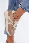 Sneakersy Damskie Na Platformie Beżowe Laurelia
