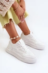 Sneakersy Damskie Na Platformie Z Eko Skóry Białe Lynnette