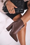 Damskie Botki Na Słupku Zamek z Przodu Khaki Save Me