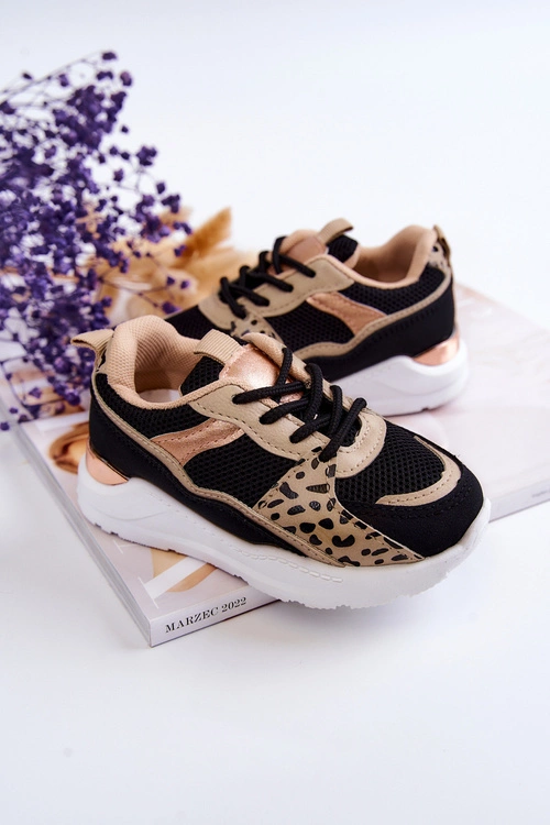 Dziecięce Sportowe Buty Sneakersy Czarno-Beżowe Kizzie