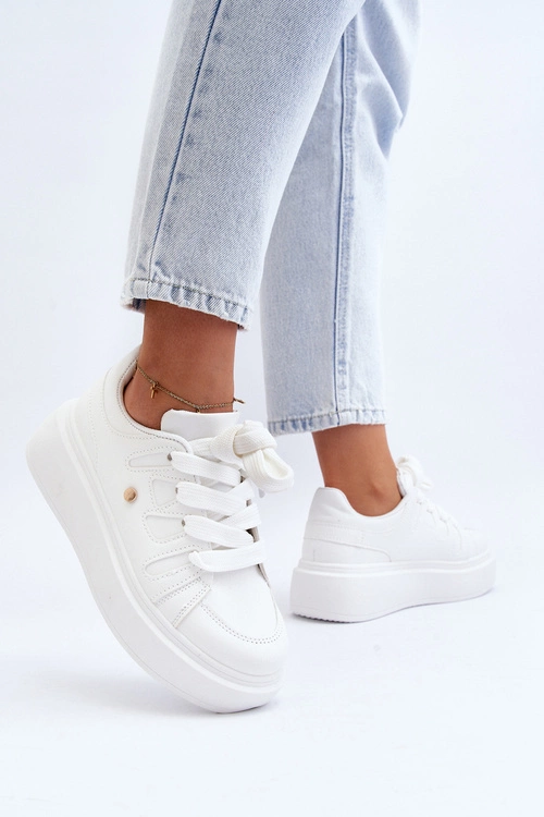 Sneakersy Damskie Na Platformie Białe Asylia
