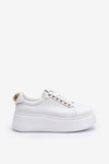 Damskie Skórzane Sneakersy Na Platformie CheBello 4367 Białe