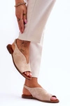 Zamszowe Sandały Damskie Lewski Shoes 3220/X Beżowe
