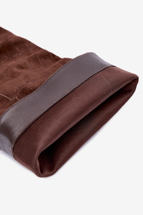 Wsuwane Kozaki Z Tłoczeniem Na Obcasie Brązowe Cazelle