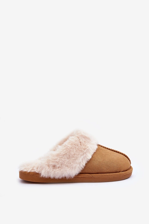 Damskie Papcie Klapki z Futerkiem Camel Pinky