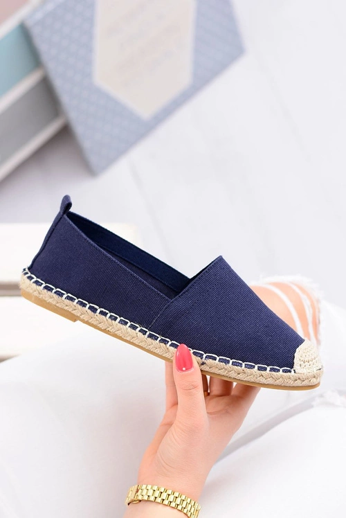 Lniane Damskie Granatowe Espadryle Slip On Nelly