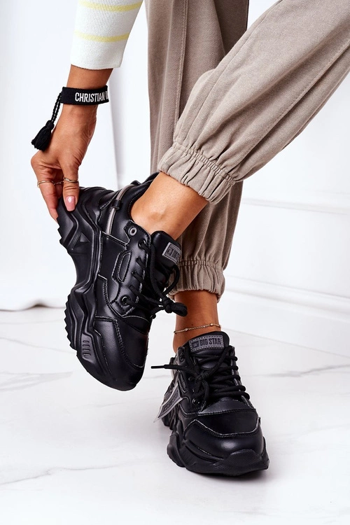 Damskie Sportowe Buty Sneakersy Big Star GG274215 Czarno-Szare