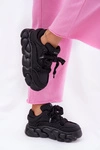 Skórzane Sneakersy Damskie Na Masywnej Platformie GOE RR2N4044 Czarne