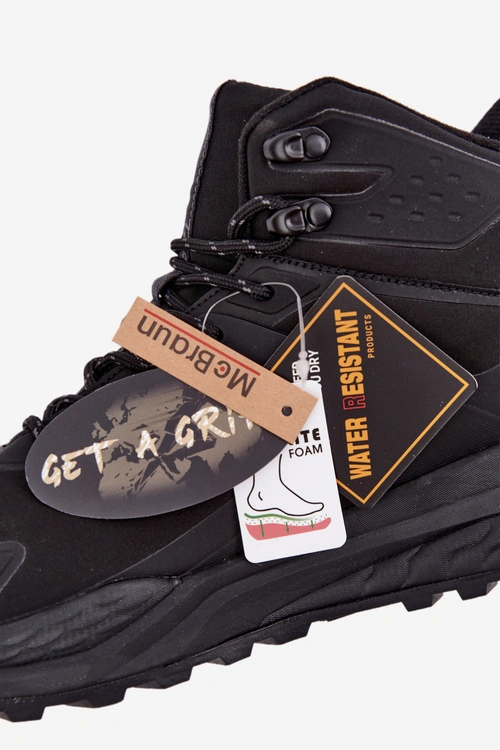 Ocieplane Buty Trekkingowe Męskie Wodoodporne Czarne Koby