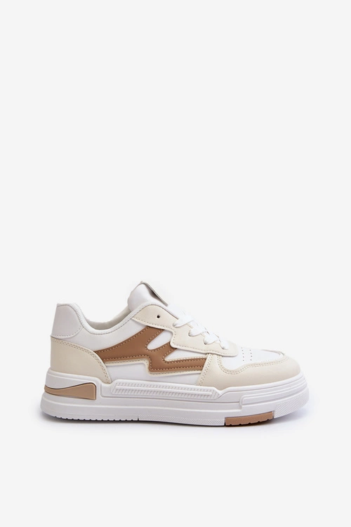 Sneakersy Damskie Na Platformie Z Eko Skóry Beżowe Lynnette