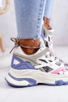 Damskie Sportowe Skórzane Sneakersy GOE JJ2N4090 Multikolor