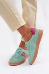 Skórzane Zamszowe Sneakersy Damskie S.Barski LR61-7089 Miętowe
