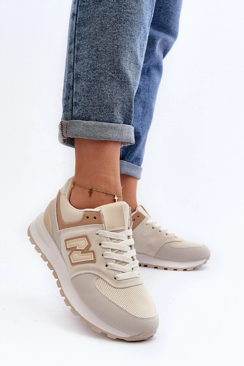 Buty Sportowe Sneakersy Damskie Beżowe Alettesa
