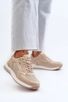 Sneakersy Damskie Z Brokatem I Suwakiem INBLU IN000365 Beżowe