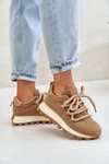 Buty Sportowe Sneakersy Na Platformie Z Eko Zamszu Brązowe Riadella