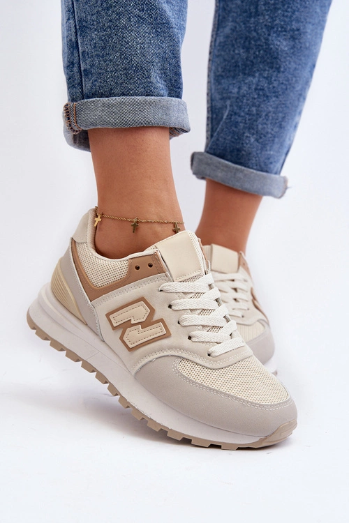 Buty Sportowe Sneakersy Damskie Beżowe Alettesa