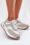 Zamszowe Sneakersy Na Platformie Damskie Big Star RR274896 HI-POLY SYSTEM Biało-Szare