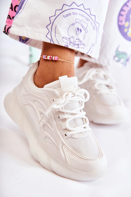 Modne Damskie Buty Sportowe Sneakersy Białe Sollero