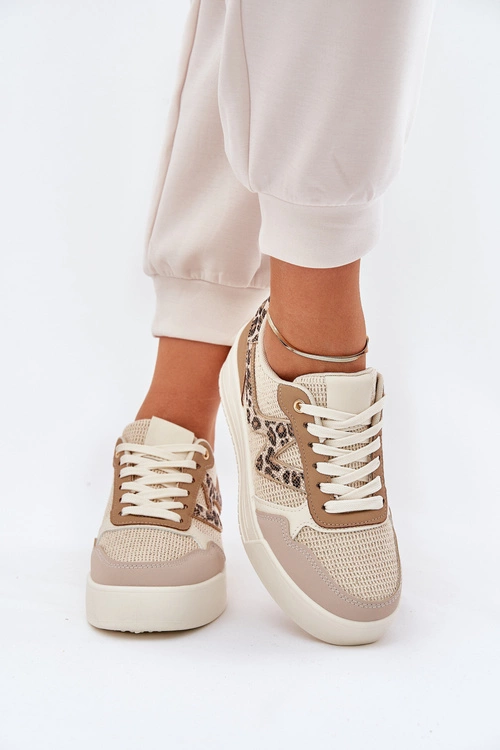 Buty Sportowe Damskie Na Platformie Panterka Khaki Lorori