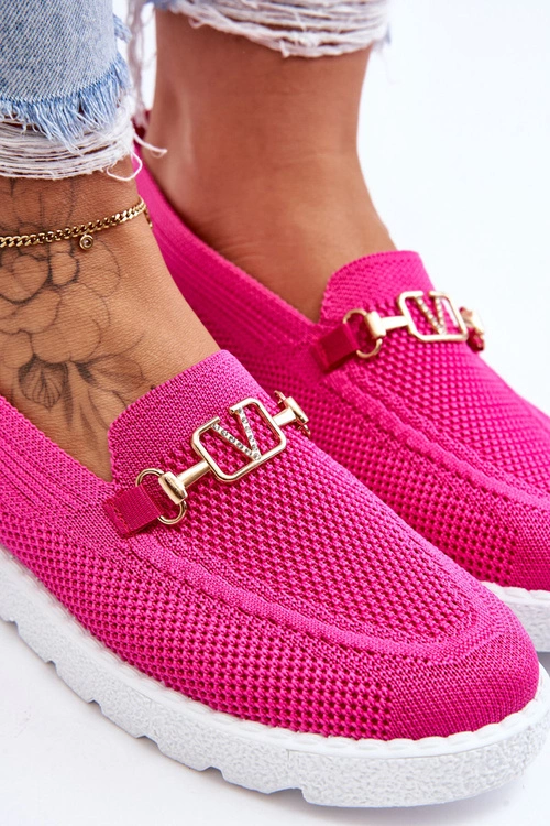 Damskie Wsuwane Tenisówki Slip-On Z Ozdobą Fuksja Alena