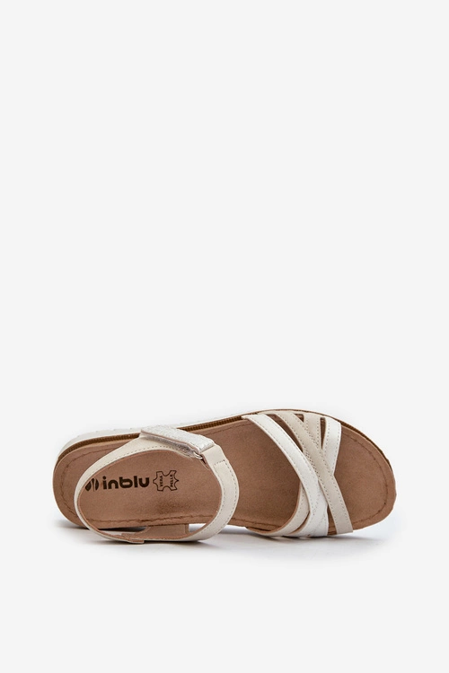 Wygodne I Lekkie Sandały Damskie Na Rzep Inblu CN000041 Beżowo-Srebrne