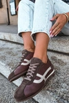 Skórzane Zamszowe Sneakersy Damskie Zazoo N1402S2 Czekoladowe