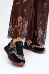 Zamszowe Sneakersy Damskie Na Platformie Panterka Vinceza 66793 Czarne