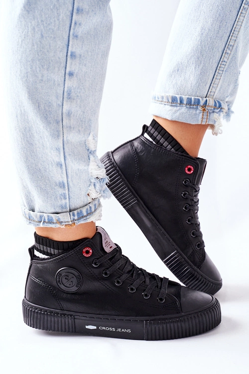 Trampki Damskie Cross Jeans Wysokie Czarne II2R4021