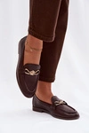 Loafersy Damskie Z Ozdobnym Detalem Czekoladowe Rosynne