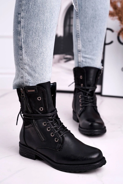 Botki Damskie Workery Czarne Perfecto