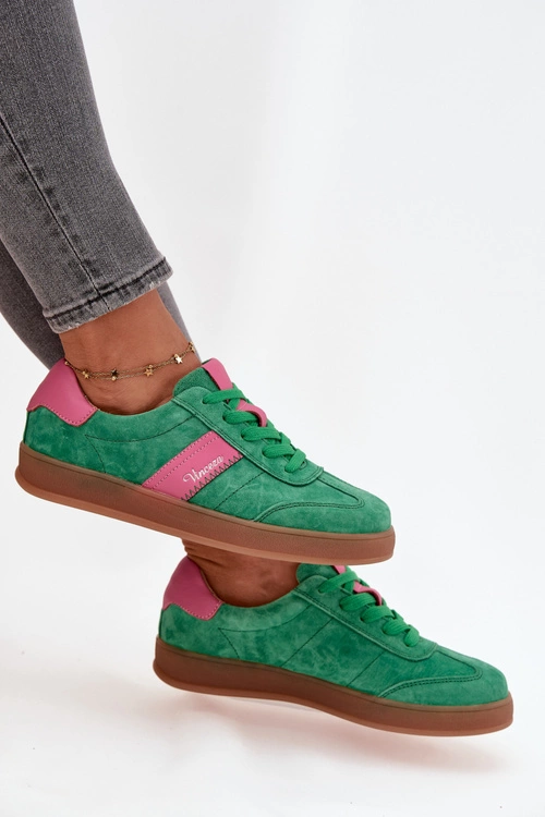 Zamszowe Sneakersy Damskie Vinceza 79576 Zielone