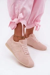 Sneakersy Damskie Z Eko Zamszu Niskie Różowe Melvelin 