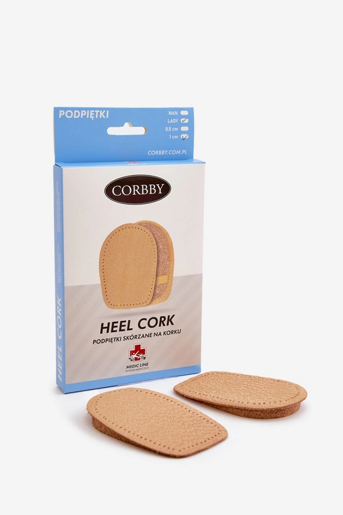 CORBBY Skórzane Podpiętki Korkowe