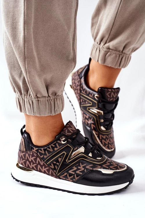 Logowane Sportowe Buty Sneakersy Czarno-Brązowe Always