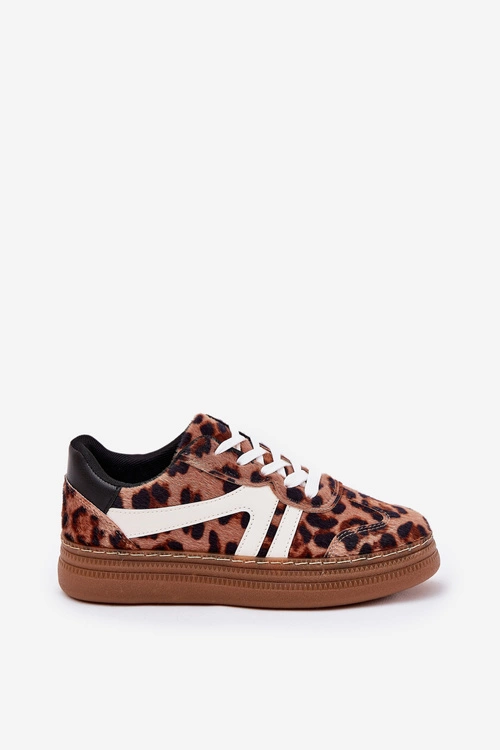 Damskie Sneakersy Na Platformie Panterka Brązowe Totter