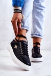 Skórzane Buty Sportowe Z Ozdobą Czarne Calerie