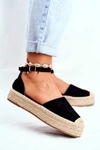 Espadryle Damskie Na Platformie Lniane Czarne Palermo