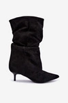 Wsuwane Botki Typu Slouchy Na Obcasie Czarne Falisette