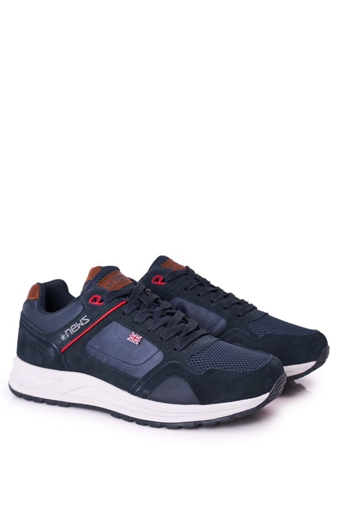 Męskie Sportowe Buty Sneakersy Granatowe Fabian