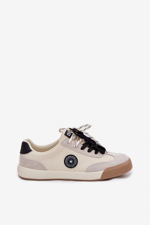 Sneakersy Damskie Z Podwójnym Sznurowaniem Big Star TT274168 Beżowe