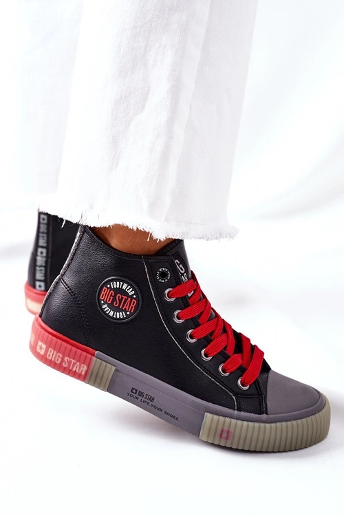 Skórzane Wysokie Trampki Big Star II274139 Czarne