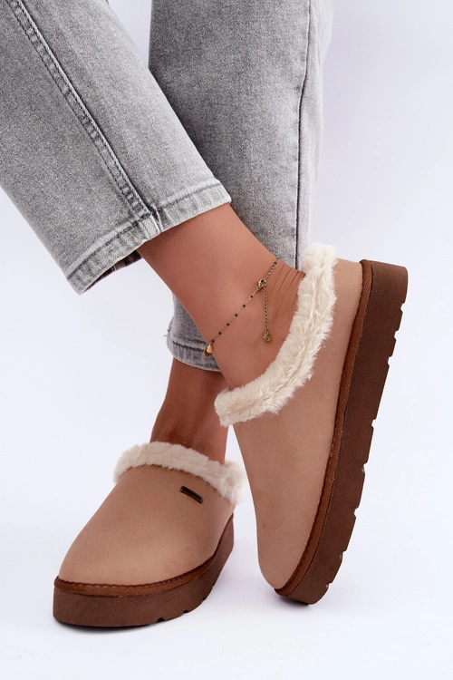 Kapcie Obuwie Domowe Damskie Z Futerkiem Inblu DR000004 Camel