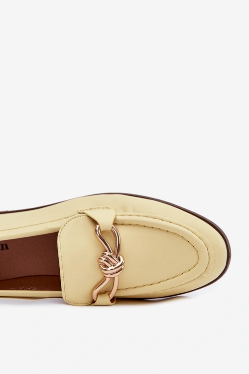 Loafersy Damskie Z Ozdobnym Detalem Żółte Rosynne